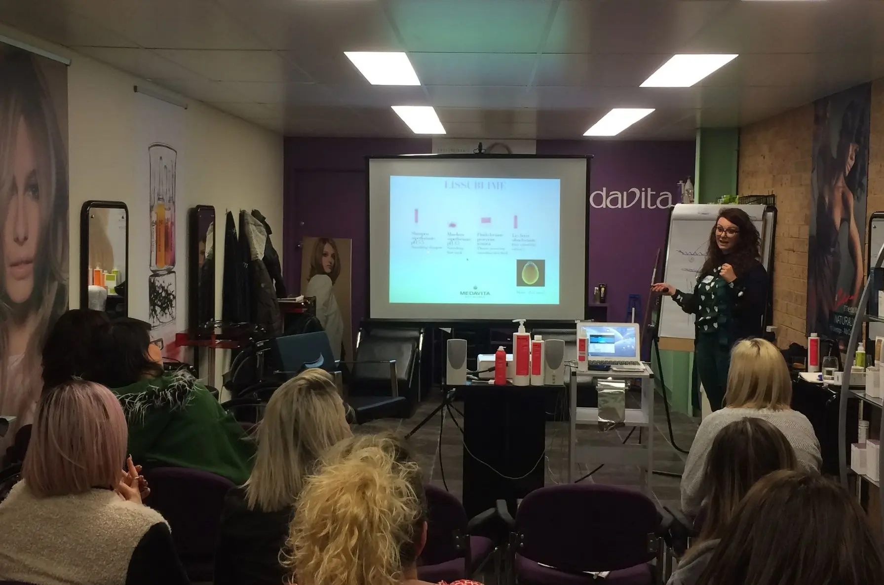 Salon professionals attending Medavita education workshop Australia