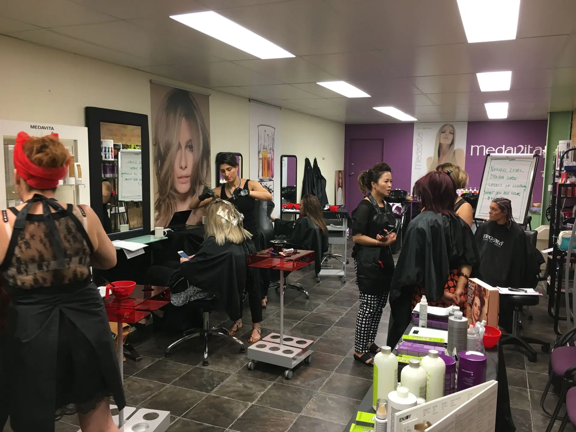 Medavita hair colour training class Australia professional salon education program